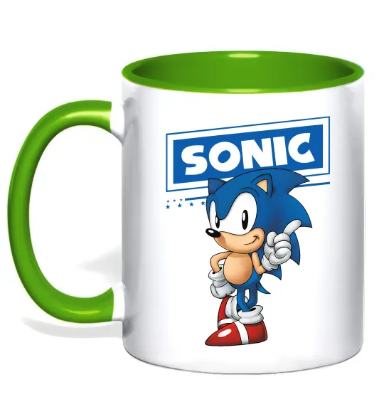 Чашка с цветной ручкой Їжак Сонік Лаймовый фото