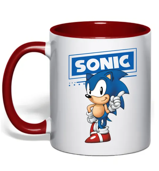 Чашка з кольоровою ручкою Їжак Сонік Червоний фото