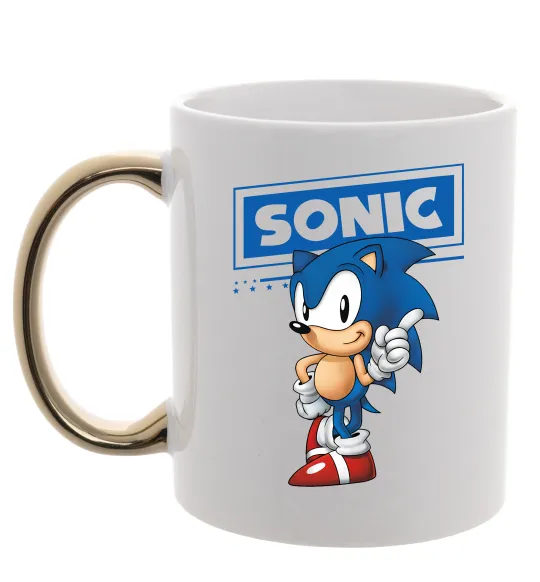 Чашка з кольоровою ручкою Їжак Сонік Золото фото