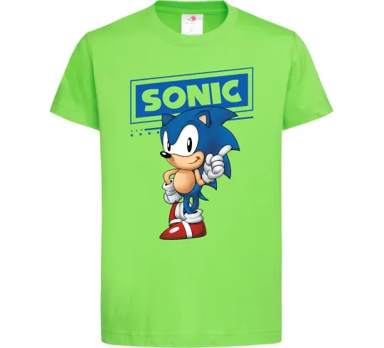 Дитяча футболка Їжак Сонік Лаймовий фото