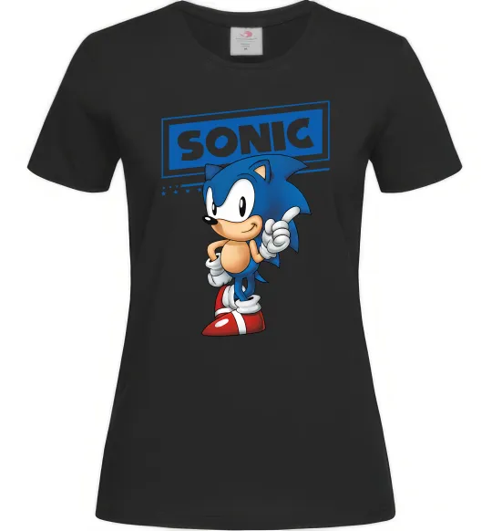 Жіноча футболка Їжак Сонік Чорний фото
