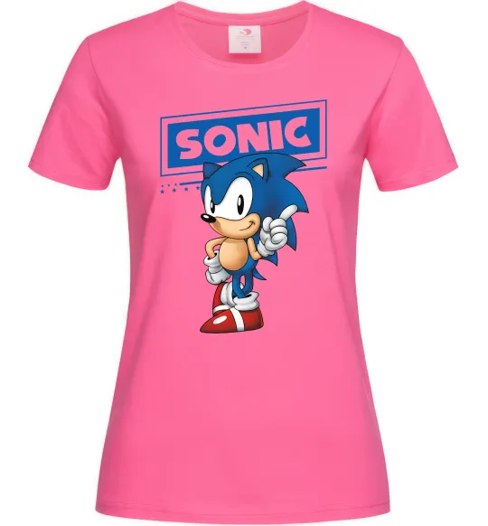 Жіноча футболка Їжак Сонік Яскраво-рожевий фото