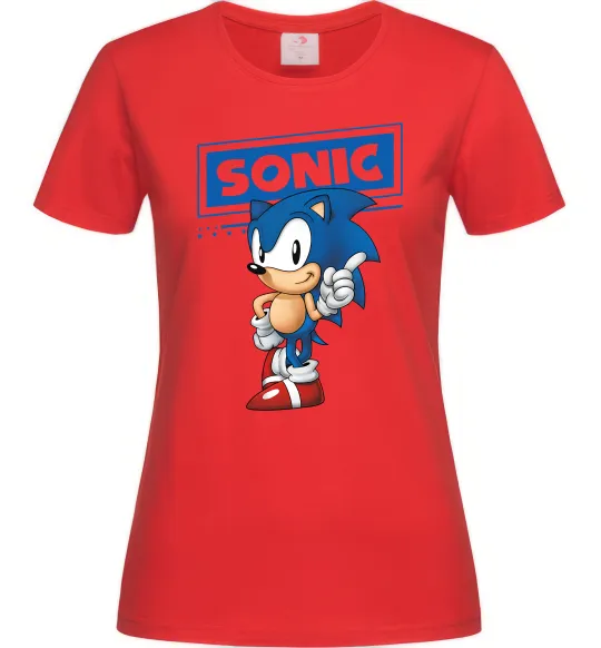 Жіноча футболка Їжак Сонік Червоний фото