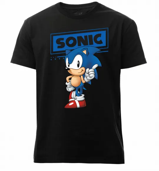 Чоловіча преміум футболка Їжак Сонік Чорний фото