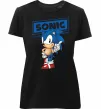 Жіноча преміум футболка Їжак Сонік Чорний фото