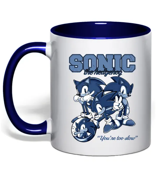 Чашка з кольоровою ручкою Sonic too slow Глибокий темно-синій фото