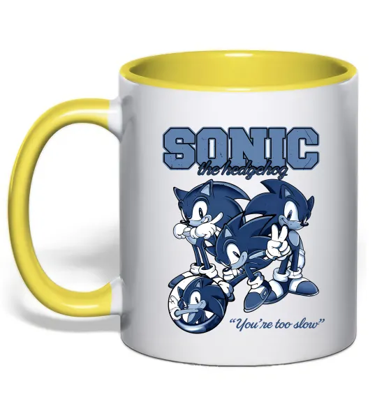 Чашка з кольоровою ручкою Sonic too slow Лимонний фото