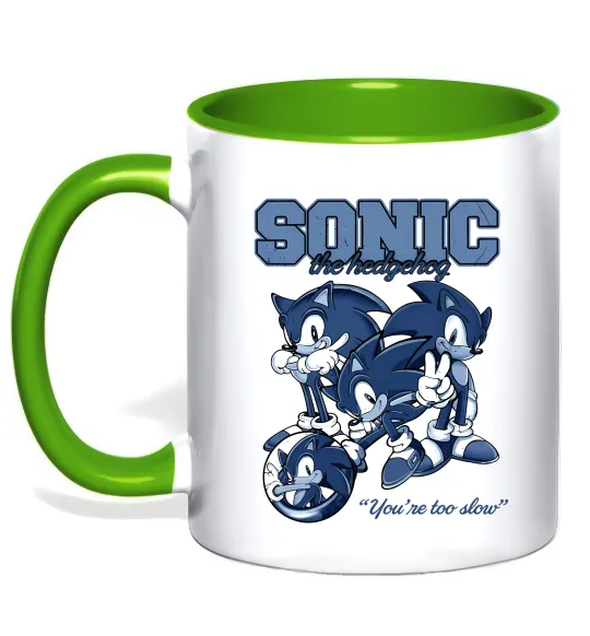 Чашка з кольоровою ручкою Sonic too slow Лаймовий фото