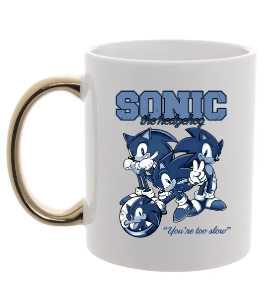 Чашка з кольоровою ручкою Sonic too slow Золото фото