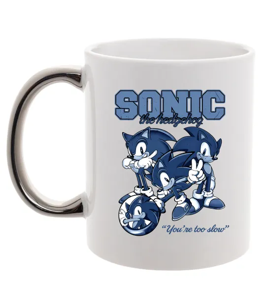 Чашка з кольоровою ручкою Sonic too slow Срібло фото