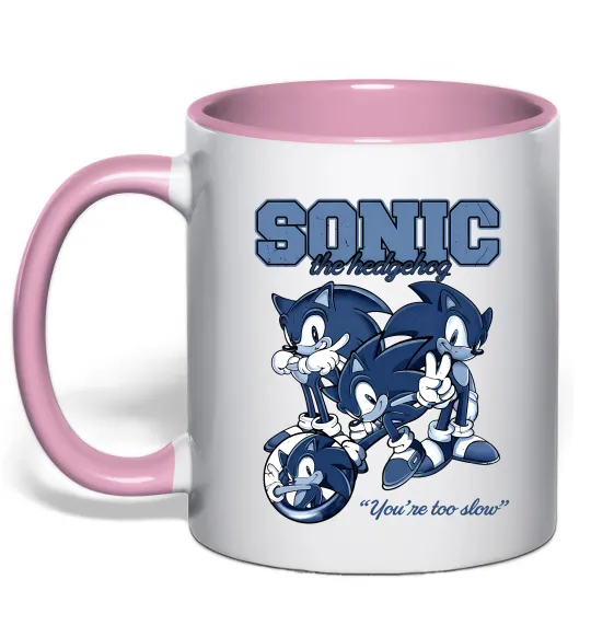 Чашка з кольоровою ручкою Sonic too slow Ніжно рожевий фото