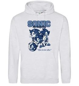 Чоловіча толстовка (худі) Sonic too slow Сірий меланж фото