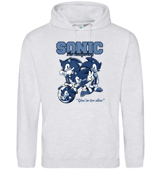 Жіноча толстовка (худі) Sonic too slow Сірий меланж фото