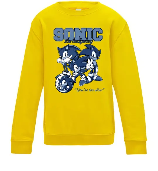 Дитячий світшот Sonic too slow Сонячно жовтий фото