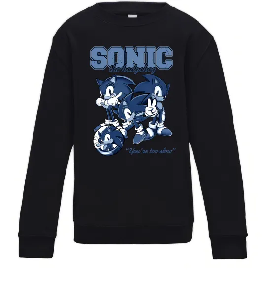 Дитячий світшот Sonic too slow Чорний фото