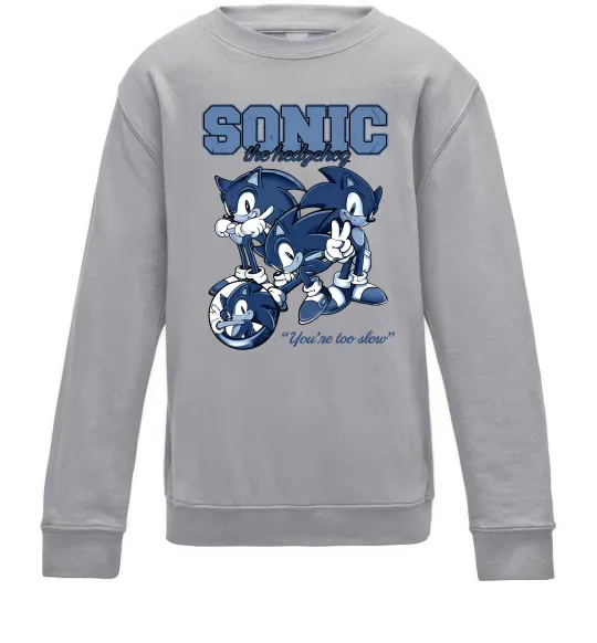 Дитячий світшот Sonic too slow Сірий меланж фото