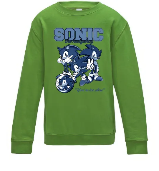 Дитячий світшот Sonic too slow Лаймовий фото