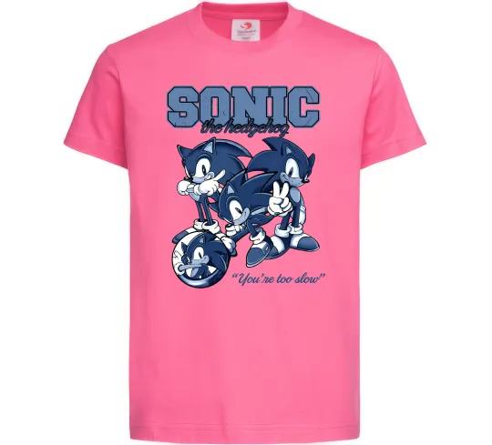 Дитяча футболка Sonic too slow Яскраво-рожевий фото