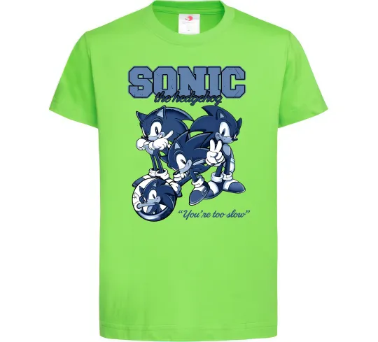 Дитяча футболка Sonic too slow Лаймовий фото