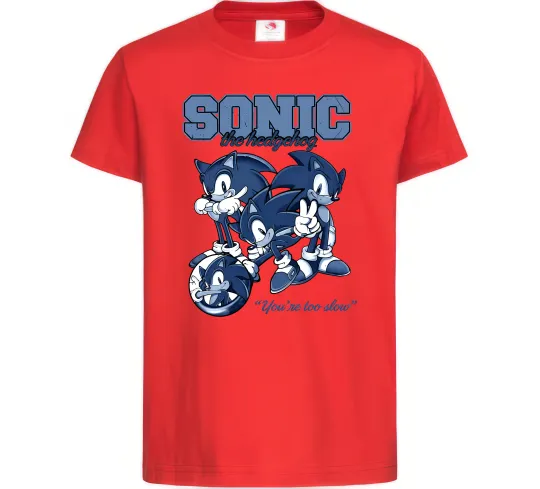 Дитяча футболка Sonic too slow Червоний фото