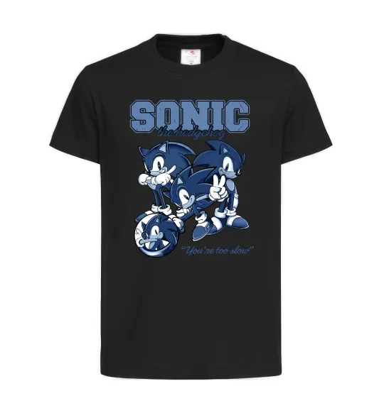 Дитяча футболка Sonic too slow Чорний фото