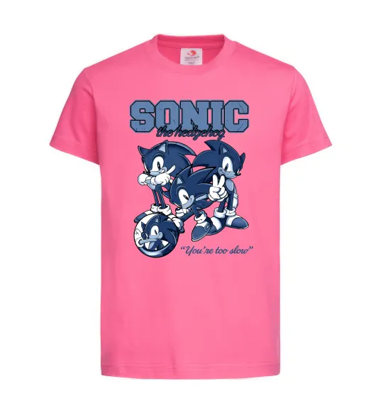 Дитяча футболка Sonic too slow Яскраво-рожевий фото