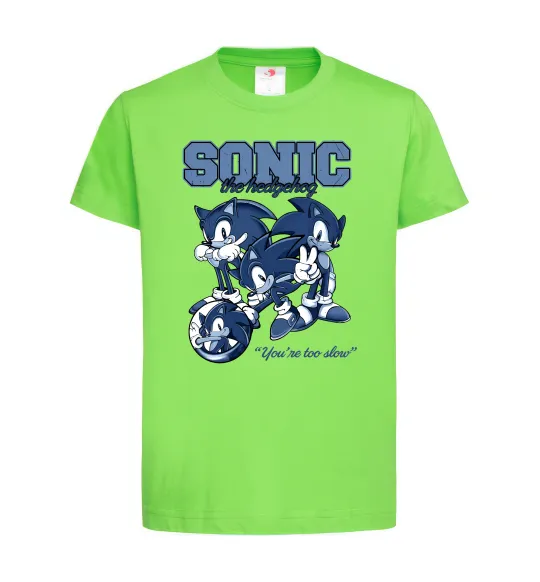 Дитяча футболка Sonic too slow Лаймовий фото