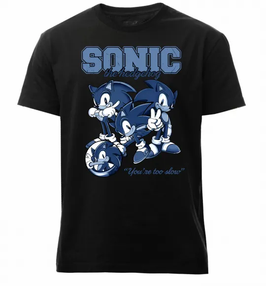 Чоловіча преміум футболка Sonic too slow Чорний фото