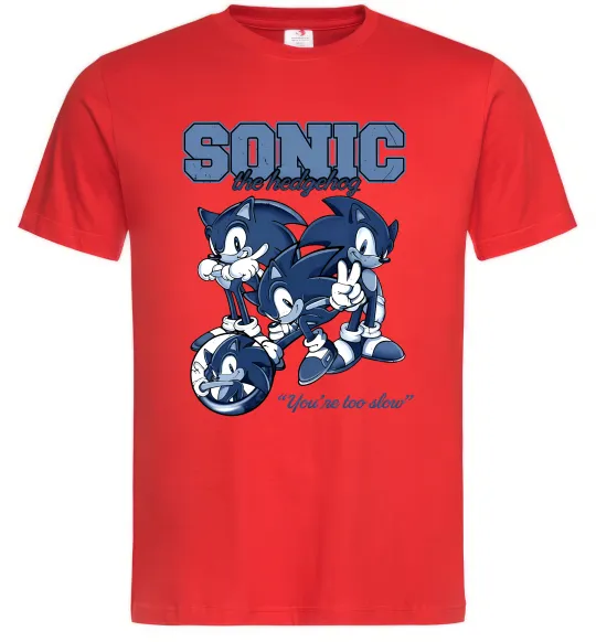 Чоловіча футболка Sonic too slow Червоний фото