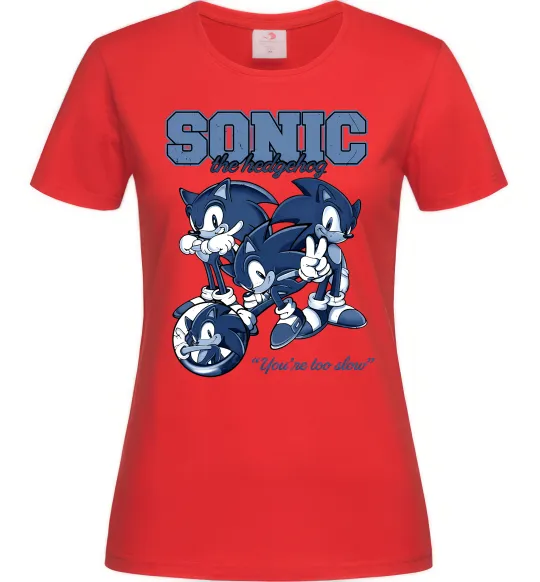 Жіноча футболка Sonic too slow Червоний фото