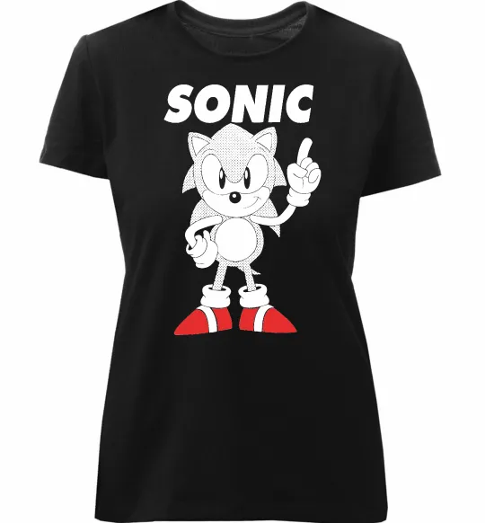 Жіноча преміум футболка Hedgehog Sonic Чорний фото