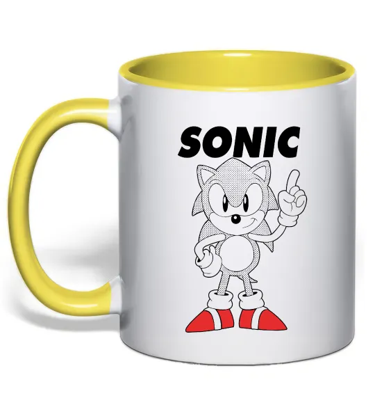 Чашка з кольоровою ручкою Hedgehog Sonic Сонячно жовтий фото