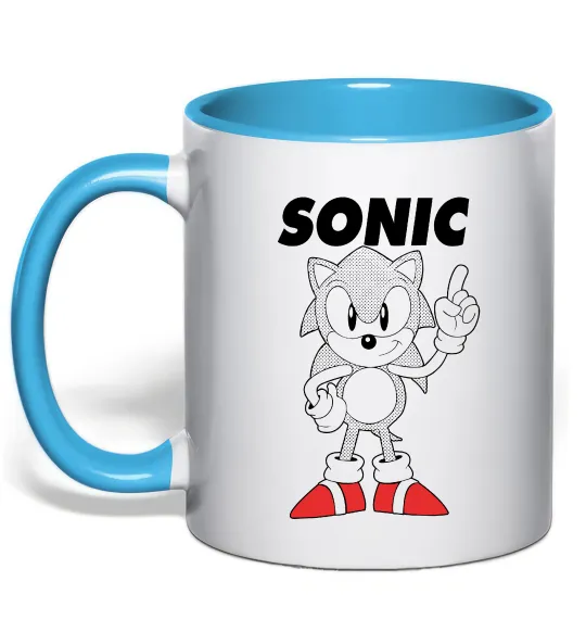 Чашка з кольоровою ручкою Hedgehog Sonic Блакитний фото