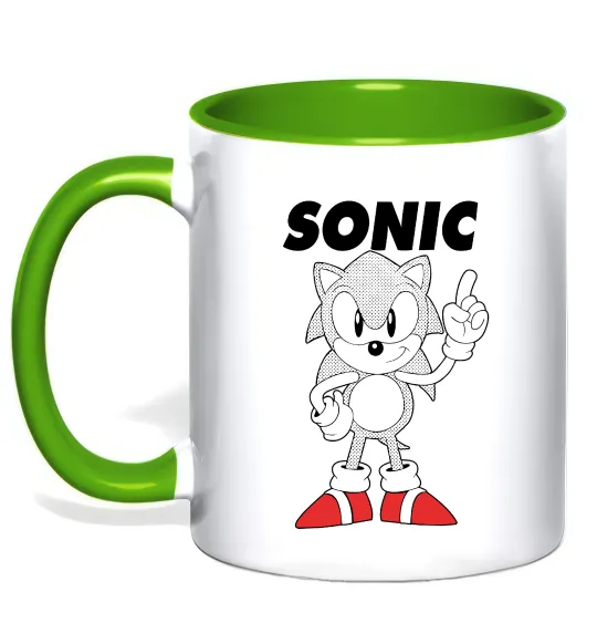 Чашка з кольоровою ручкою Hedgehog Sonic Зелений фото