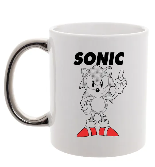 Чашка з кольоровою ручкою Hedgehog Sonic Срібло фото