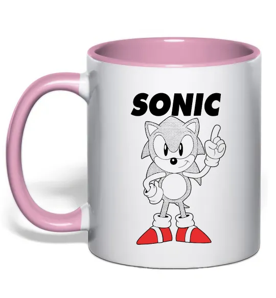 Чашка з кольоровою ручкою Hedgehog Sonic Ніжно рожевий фото