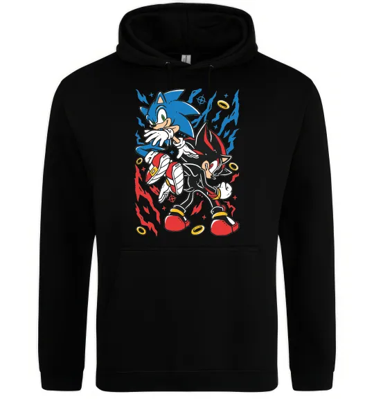 Чоловіча толстовка (худі) Sonic and shadow Чорний фото