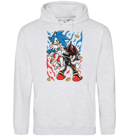 Жіноча толстовка (худі) Sonic and shadow Сірий меланж фото
