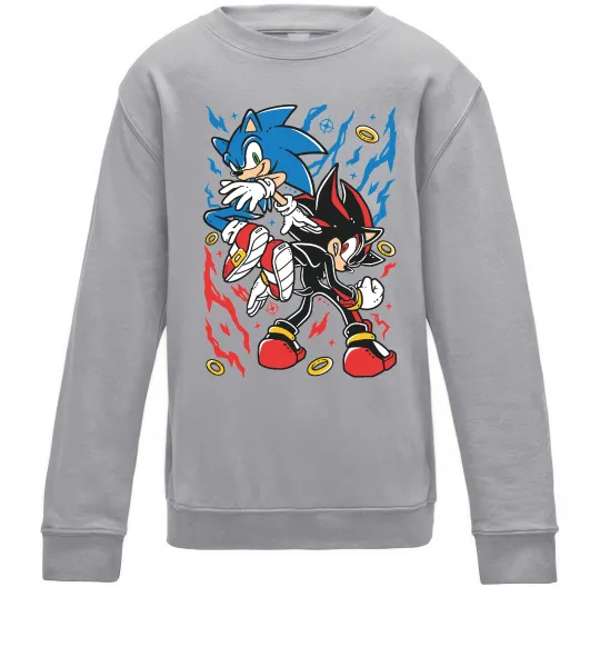 Дитячий світшот Sonic and shadow Сірий меланж фото