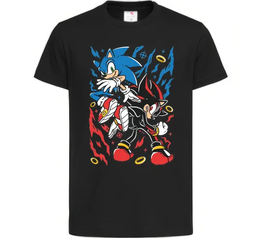 Дитяча футболка Sonic and shadow Чорний фото