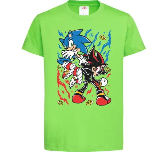 Дитяча футболка Sonic and shadow Лаймовий фото