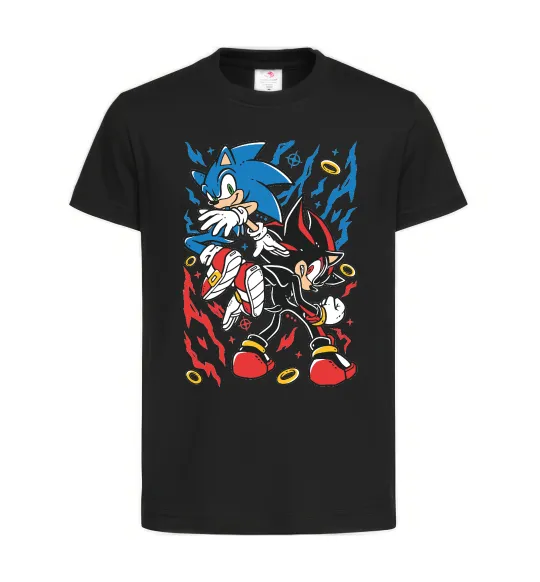 Детская футболка Sonic and shadow Черный фото