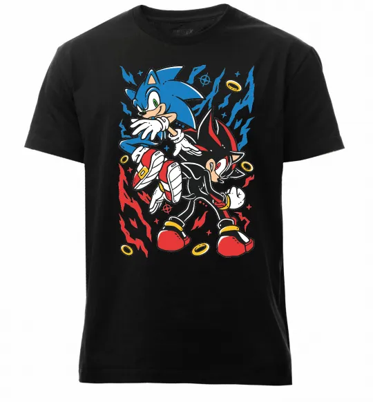 Чоловіча преміум футболка Sonic and shadow Чорний фото