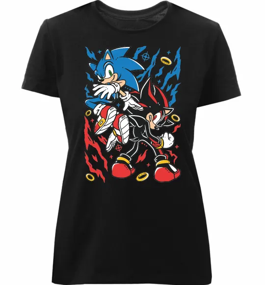 Жіноча преміум футболка Sonic and shadow Чорний фото