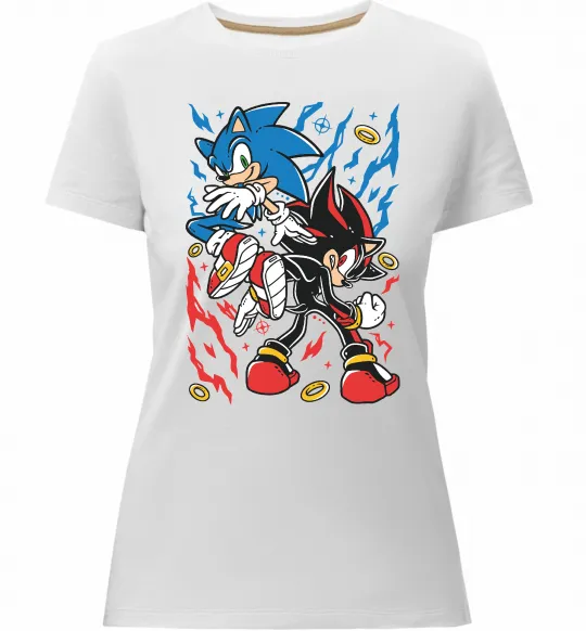 Жіноча преміум футболка Sonic and shadow Білий фото