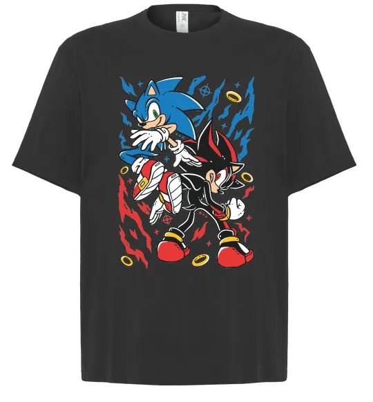 Футболка Оверсайз Sonic and shadow Чорний фото