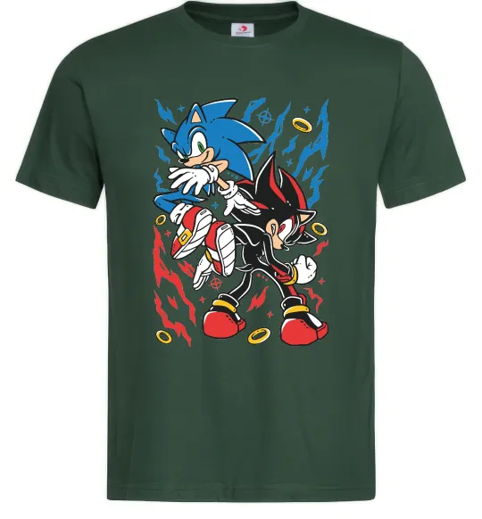 Чоловіча футболка Sonic and shadow Темно-зелений фото