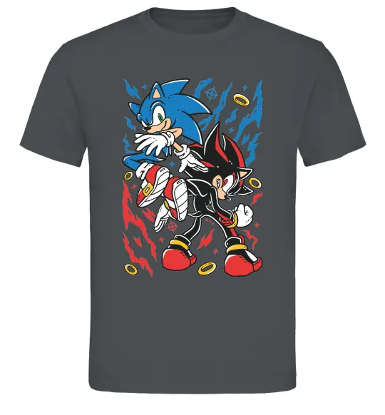 Чоловіча футболка Sonic and shadow Графіт фото