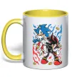 Чашка з кольоровою ручкою Sonic and shadow Сонячно жовтий фото