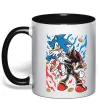 Чашка з кольоровою ручкою Sonic and shadow Чорний фото